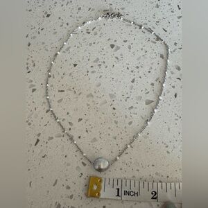 🤍Silver Pearl Freshwater Pendant Necklace with white beads